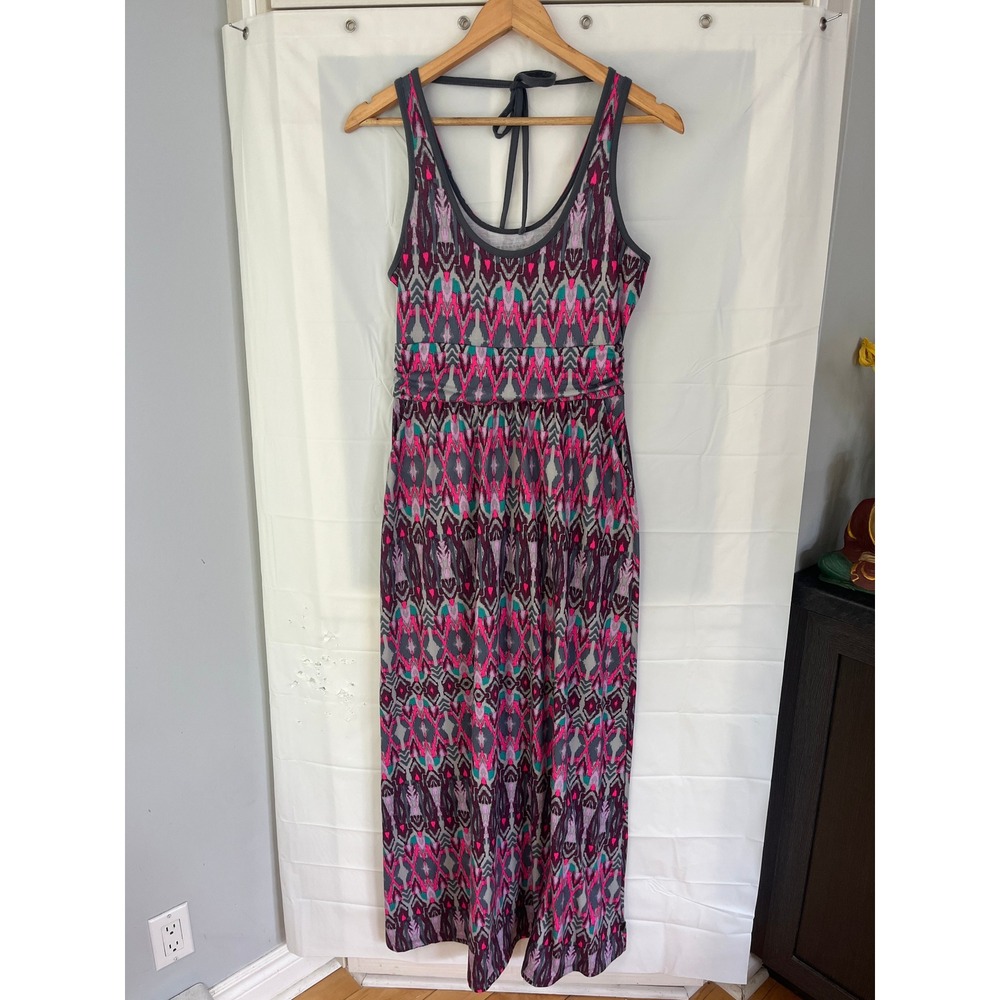 Mountain Hardwear Purple Geometric Ikat Print Sleeveless Maxi Dress with Pockets